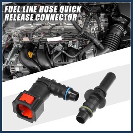 INFINAUTO Car Fuel Line Hose Quick Release Connector Kit 90 Degree 5/16" 7.89mm SAE to 5/16" 8mm Disconnect Hose Plastic Red (Set of 2) Durable Material Stylish Design