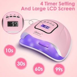 UV Gel Nail Lamp,150W UV Nail Dryer LED Light for Gel Polish-4 Timers Professional Nail Art Accessories,Curing Toe Nails