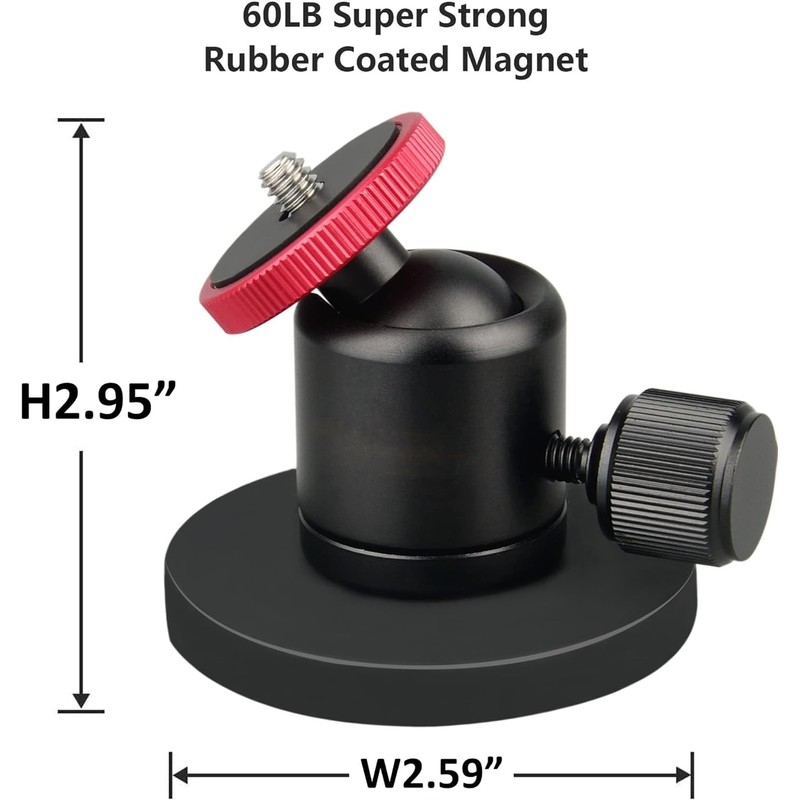 MUTUACTOR 60lb Magnetic Camera Mounting Base with Mini Ball Head,