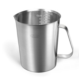 Newness Stainless Steel Measuring Jug with Handle – 3 Measuring Scales – Including Cup Scale – ML Scale – Ounce Scale