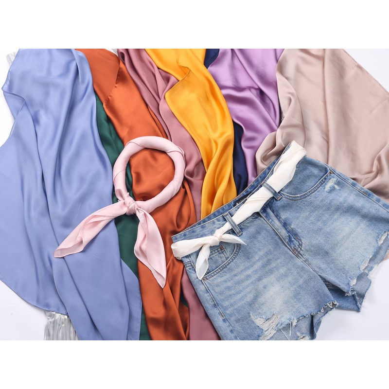 Allegra K Scarf, Plain, Square, Neckerchief, 27.6 inches (70 cm),