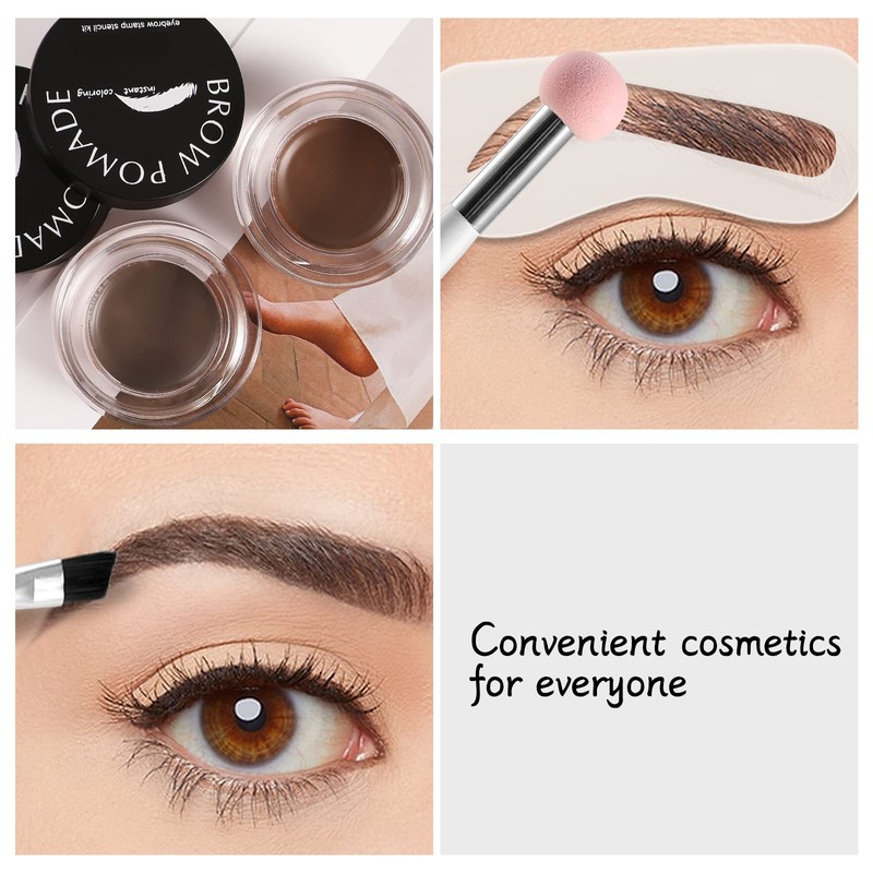 Boobeen Eyebrow Stencil Kit, Waterproof Eyebrow Pomade Gel, Defines Brow