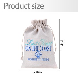 Bridal Drawstring Gift Bag for Beach Bachelorette Wedding Party Goody Gift Wrap Storage Pouch Funny Bachelorette Hangover Bags Last Toast On The Coast Wedding Gift Wrapping Bag