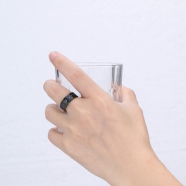 Phyonio 8mm Black Engagement Ring for Men Tungsten Wedding Band with Carbon Fiber and Zircon Inlaid Beveled Edge Comfort Fit Size Z+4