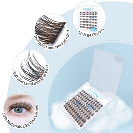 Colored Lash Clusters 84 Pcs Brown Cluster Lashes Eyelash Clusters DIY Cluster Eyelash Extensions Lashes Natural Look Individual Lashes Soft and Comfortable(Sunny,D-8-16mix)