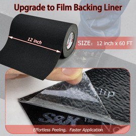 S&X 12 Inch x 60 Ft Grip Tape, High Traction Anti Slip Tape for Stairs, Non Skid Roll Outdoor Stair Tread Non-Slip Waterproof, Weather Resistant, Black