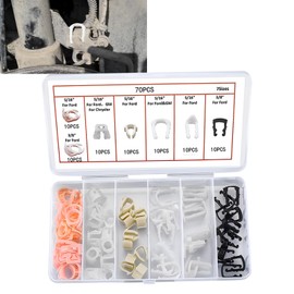 Zikefest 70PCS Car Fuel Line Clips, 7 Size Fuel Line Retaining Clip, Fuel Line Retainer Clip Assortment Kit, Replacement 3/8" & 5/16" Fuel Hose Retainer Clips, Compatible with Ford GM Chrysler