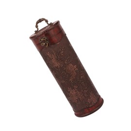 PACKOVE 1Pc Vintage Wooden Wine Box Decorative Storage Case Retro Design with Durable Buckles for Home Decor and present Giving European Style Carved Pattern for Single Bottle Storage