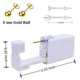 112 Pcs Ear Piercing Kit | Disposable Ear Piercing Gun Kit | Self Ear Piercer Kit with 100 Pcs Clear Invisible Earring (Gold)