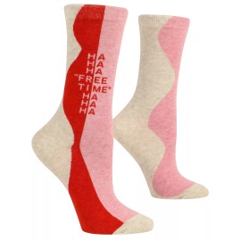 BlueQ Free Time Ha Ha Ha Women's Crew Novelty Socks in Red and Pink