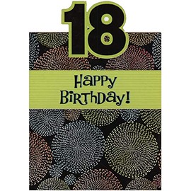 Designer Greetings Green Banner and Pastel Swirls Die Cut Age 18 / 18th Birthday Card