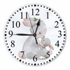 KEEPSUPER Grey Rabbit Wall Clock Cute Animal Hare Mom with