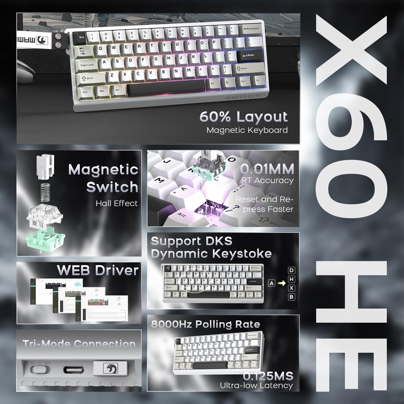 ATTACK SHARK X11 Mouse and X60 HE Keyboard Wireless Gaming
