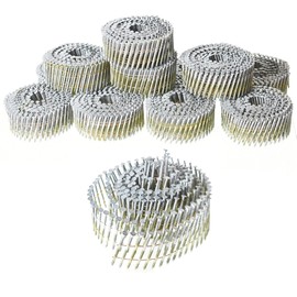 marddpair 1-3/4-Inch x .092-Inch Siding Nails 15-Degree Collated Wire Coil Full RoundHead Ring Shank Hot-Dipped Galvanized 3600 Count for Rough Nailing of Lathing and Sheathing Materials