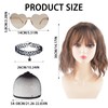 AYNKH Short Bob Brown Fringe Wig for Women with Accessories,