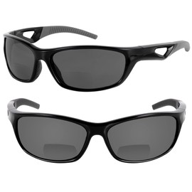 'The Competitor' 2 Pair of Precision Sport Wrap Bifocal Sunglasses Featuring High Definition Lenses (Black, 1.75, multiplier_x)