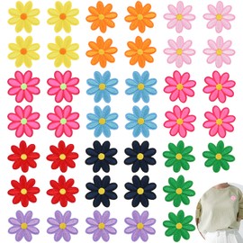 40 Pieces Mixed Color Daisy Flower Applique Patches Iron On Sewing On Flower Patches for Embroidery Repair DIY Crafts T-Shirt Pants Bags Hat Jeans