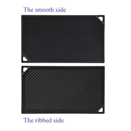 GasSaf Cast Iron Reversible Griddle, 16.5 Inch x 9.5 Inch Double Sided Grill Pan Perfect for Gas Grills and Stove Top