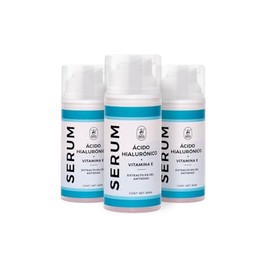 Serum Ácido Hialurónico + Vitamina E 3 Piezas | Avena y Provitamina B5 | Hidratación Profunda, Líneas Finas y Elasticidad | Suero Facial Diario para Mayores de 15 años