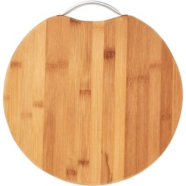 ITRAT® Round Hard Wooden Multipurpose Natural Bamboo Chopping Board with Handle for Kitchen Cutting Meat Veggie Cheese Bread eco-Friendly, Easy Grip for Chef Tray (25 CM Chopping Board)