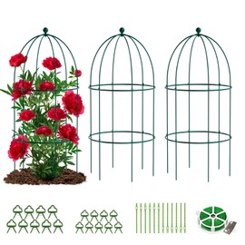 Barbella Garden Trellis for Climbing Plants Outdoor, Tomato Cage Metal Obelisk Trellis Plant Trellis for Potted Plant, Flower Trellises Plant Cages Peony Cages Plant Support (Green, 3 Pack)