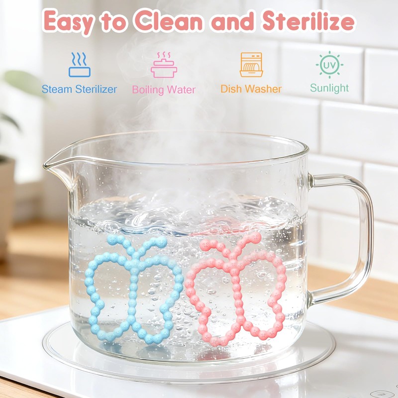 2 Pack Baby Teething Toys 3-6 6-12 Months, Silicone Butterfly