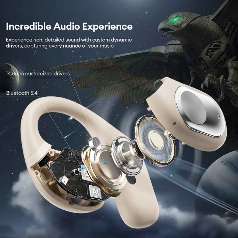 ZOMBIES CAT Open Ear Headphones Wireless Earbuds 60H Playback Headphones