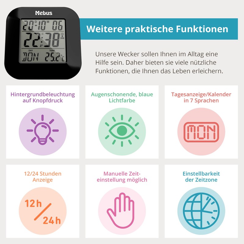 Mebus 51510 Funk alarm clock black