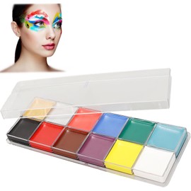 Paleta de Aceite de Pintura Corporal para la Cara, Paleta de Maquillaje Profesional de 12 Colores, Kit de Pintura Corporal de Bricolaje Hipoalergénico Altamente Pigmentado para Halloween, Disfraces