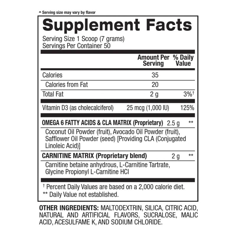 Bpi Cla + Carnitina 12.34oz 50 Serv Suplemento Alimenticio Sabor