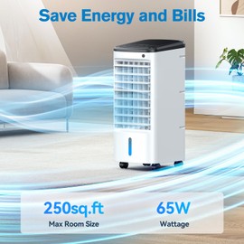 Windowless Portable Air Conditioners with Remote，Ventless Ac Unit Ductless Air Cooler,Hoseless Quiet Evaporative Oscillating Swamp Cooler, 6 Ice Box for Bedroom Indoor Outdoor Office Room