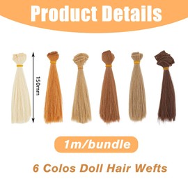 DICOSMETIC Doll Wig Hair 14 cm Roll Short Doll Hair Fibre Doll Hair Wefts Multicoloured Imitation Curly Doll Wig Hair for DIY Doll Wigs, Fibre