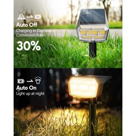 HIBOITEC Solar Spot Lights Outdoor Waterproof 59LED Landscape Lights Solar Powered Uplights Adjustable Brightness Dusk to Dawn for Outside Garden Yard Trees 6 Packs Warm White
