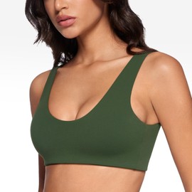 INGIA Sujetador Deportivo Cuello en U Acolchado Espalda en U de Impacto Medio Fitness Yoga Bar Workout Crop Top con Brasier Incorporado Hinterland Mediano
