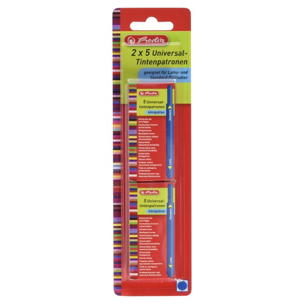 herlitz Universal Ink Cartridges 2x5 Blue Pack of 10