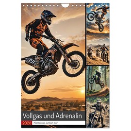 Full Throttle and Adrenaline - Motocross Action Pure (Wall Calendar 2026 DIN A4 High), CALVENDO Monthly Calendar