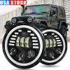 Unbranded Pair 7" inch Round LED Headlights DRL Projector Light