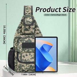 AfitLulu Sling Bag Casual Men's Shoulder Bag with Water Bottle Pocket and Magic Tape for Badge, Multi-pocket Anti Theft Crossbody Bag Men Chest Bag with Adjustable Straps for Outdoors (Black)