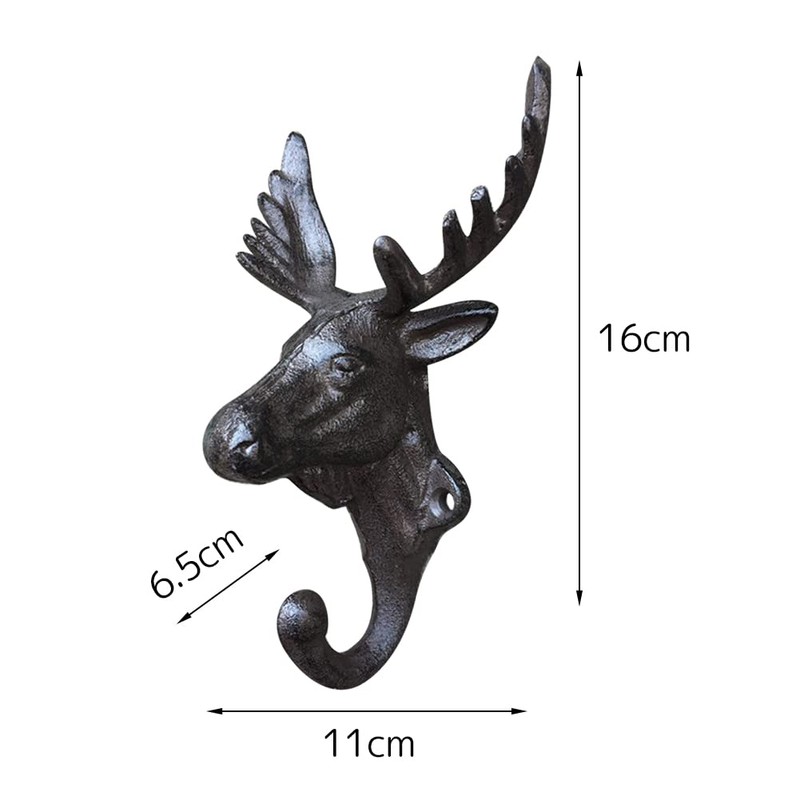 HIGHAWK Wall Hanging Hook Deer Animal Hook Decoration Cast Iron