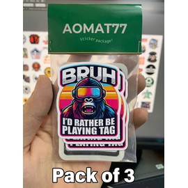 (3 PCs) Bruh I'd Rather Be Playing Tag Gorilla Wearing VR Gamer Gaming Sticker