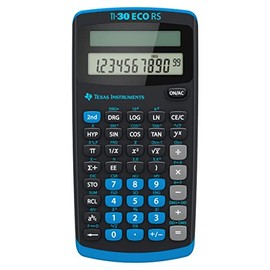 Texas Instruments TI-30 ECO RS School Calculator, Technical Scientific (Single Line 10 Digit Display, Solar Powered) Black