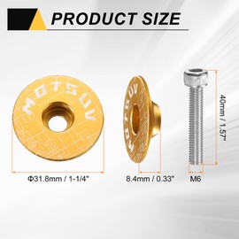sourcing map 1 1/4" OD Bicycle Headset Stem Top Cap Aluminum Alloy Cycling Headset Cover Stem with M6 Bolt for Mountain Bicycle Road Bicycle MTB, Yellow