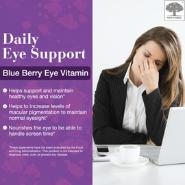 NEW NORDIC Blue Berry Eye Vitamin Lutein Supplement with Zinc, Supports Macular Pigmentation, Eye & Vision Function, 120 Tablets (Pack of 1)