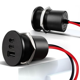 acegoo USB C Steckdose 12V Aluminium, Dual Typ C PD3.0 20W & QC3.0 18W, KFZ 12 Volt Buchse Dose Einbau Adapter für Wohnmobil Camper Auto Boot LKW Wohnwagen Jacht, 2 Stück