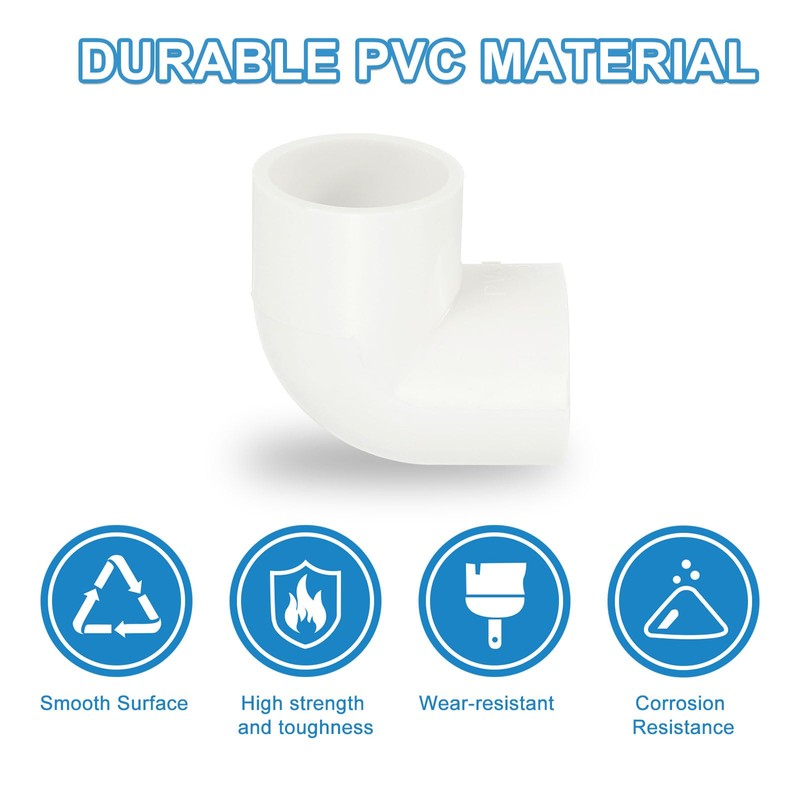 sourcing map 25mm 90 Degree Elbow, 8 Pcs PVC Pipe