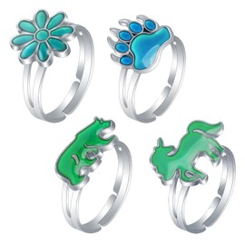 Pack of 4 Children's Mood Ring Colour Changing Ring Colour Changing Mood Ring Colour Changing Adjustable Size Ring Emotional Mood Rings for Any Occasion, Zinc, /