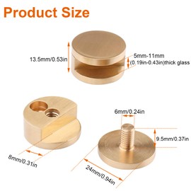 AWEN Mirror Clips 5-11mm Thick Glass Clamps Wall-Mounted Mirror Hanger Gold Pure Copper Mirror Mounting Clips for Wall Bathroom Dresser(4 Pcs), Medium, GB044G