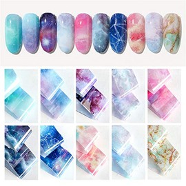 10 Stickers Laser Galaxy Starry Sky Nail Foil Nail Decor Transfer Sticker Nail Art Foil (2)