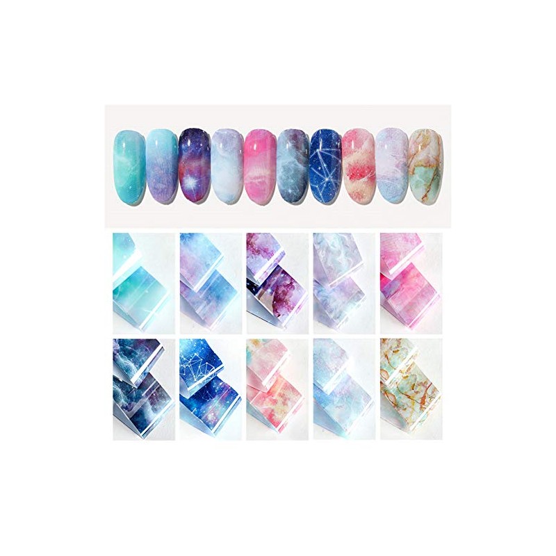 10 Stickers Laser Galaxy Starry Sky Nail Foil Nail Decor