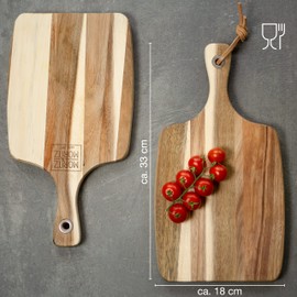 Moritz & Moritz 2 x Wooden Serving Boards, Each 33 x 18 x 1.9 cm, Wooden Board for Serving, Antibacterial Acacia Wooden Board, Kitchen, Also as a Breakfast Plate or Cheese Plate, Wood